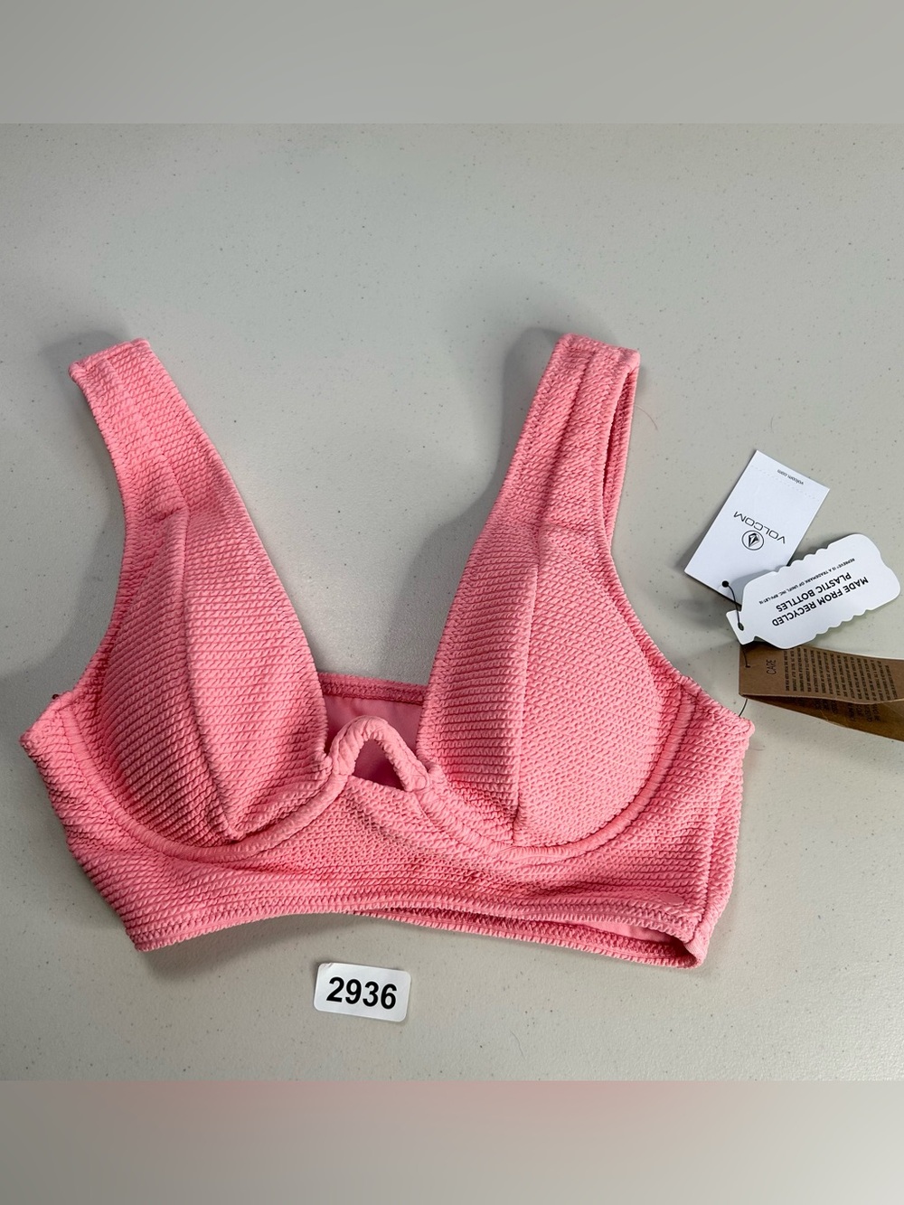 Volcom Bikini Top XS Pink So Current Plunge Underwire New Swimwear